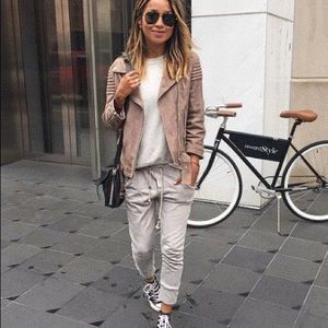 NWT Ragdoll HIGH WAISTED TRACK PANTS Dark Rose